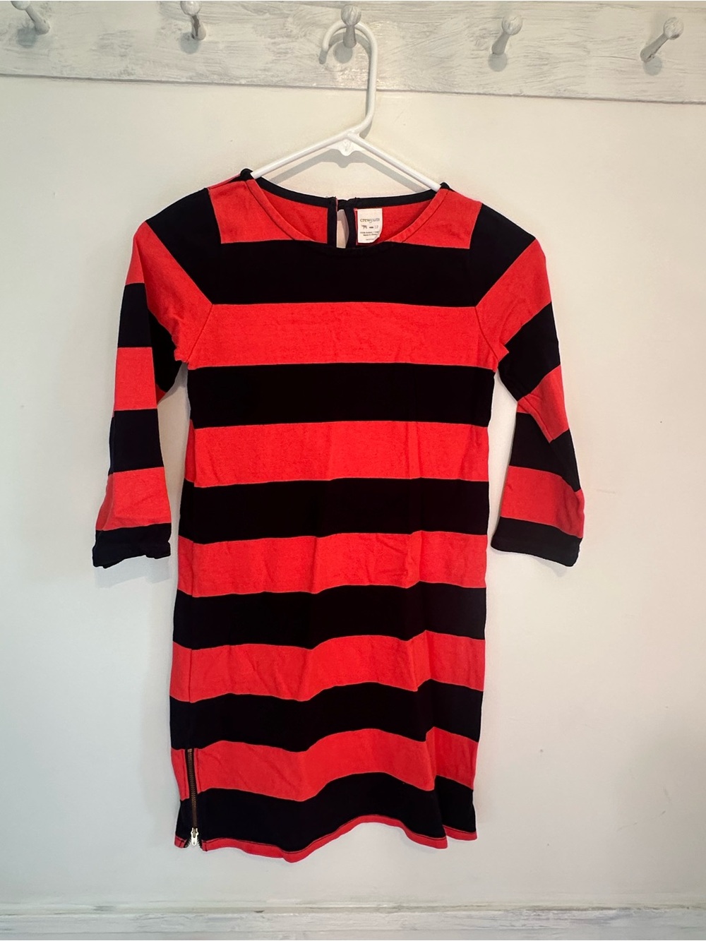 Crewcuts Striped Red and Navy Long Sleeve Dress